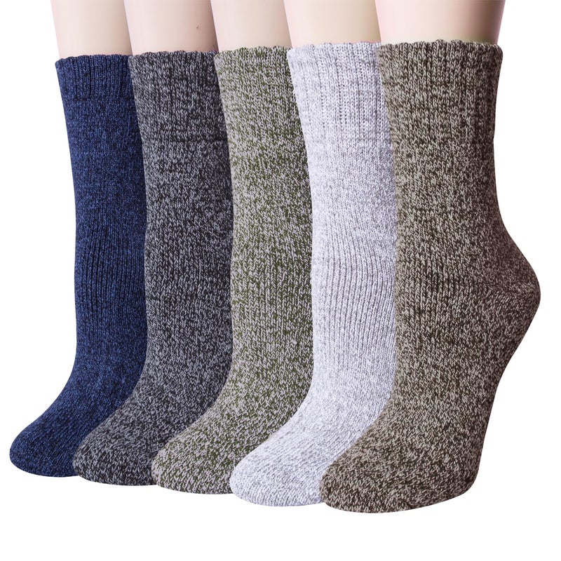 YSense Womens Wool Socks, Winter Boot Socks Stocking Stuffers Gifts for Women Men Warm Crew for Hiking - Image 1